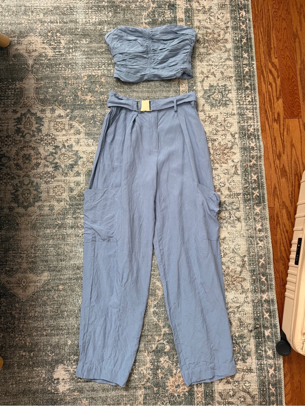 SOVERE Dusty Blue Linen Blend Two-Piece Set
